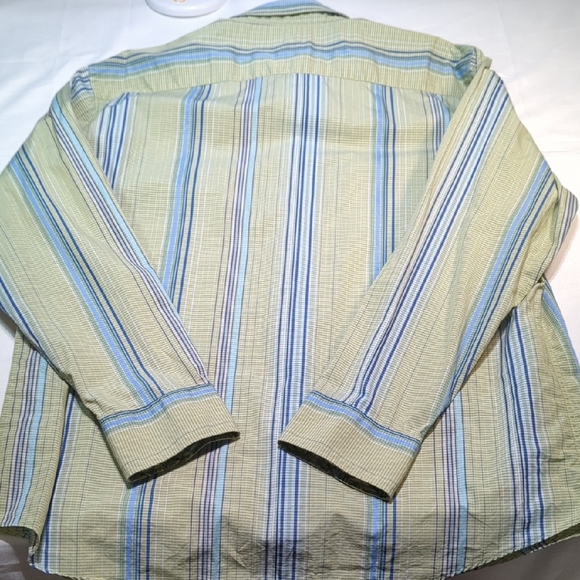 J. Garcia Men's Casual Shirt - Green and Blue Stripes - Picture 8 of 10